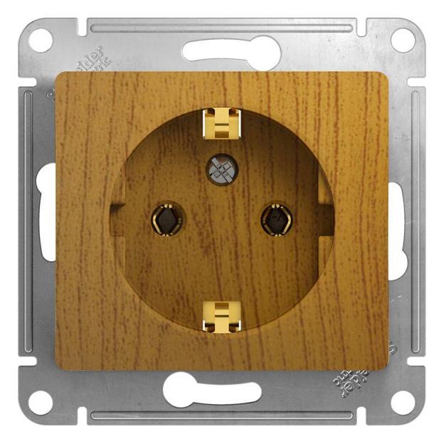 Systeme electric GSL000543 GLOSSA РОЗЕТКА с заземлением, 16А, механизм, ДЕРЕВО ДУБ фото 1
