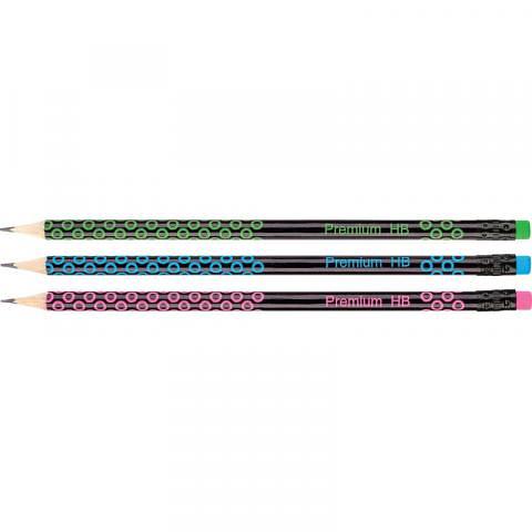 Набор простых карандашей, 3 шт, HB, с ластиком, заточенные, ассорти, Centrum фото 1