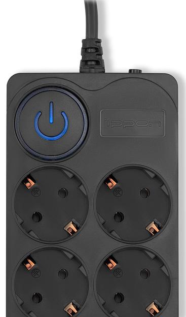 Сетевой фильтр Ippon BK-8-EU-3-16-B 3м (8 розеток) черный (коробка) фото 6