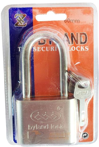 Замок навесной на оранж блистере 3 ключа 60 мм длин. дужка /72 фото 1