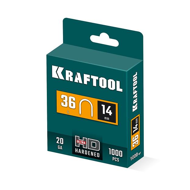KRAFTOOL скобы тип 36 (L), 14 мм, калибр 20GA. 1000 шт (31636-14) фото 3