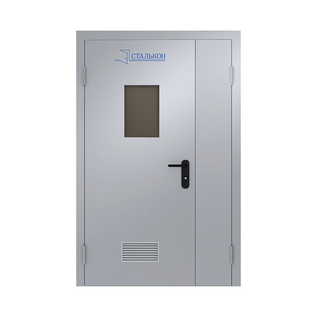 Дверь металлическая противопожарная остекленная полуторная 02 EI-60 WENT 1530 ОСТ. 30х40 фото 1