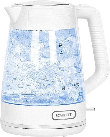 Чайник электрический Scarlett SC-EK27G104 1.7л. 2200Вт белый корпус: стекло фото 2