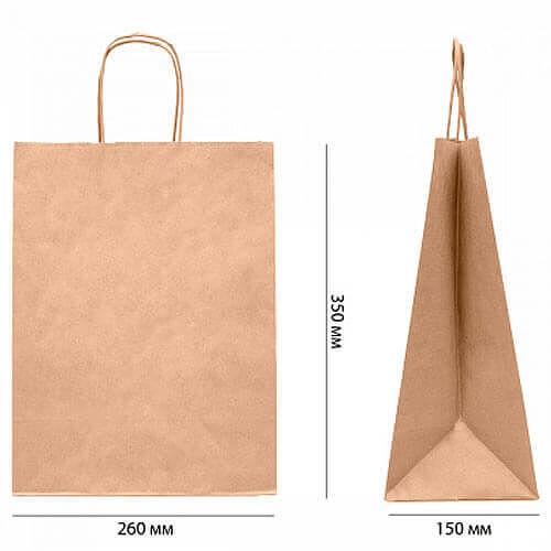 Крафт-пакет с кручеными ручками 26х15х35 см фото 1