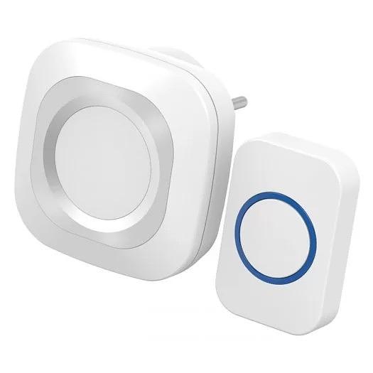 REXANT 73-0090 Беспроводной дверной звонок в розетку мигающий 36 мелодий IP44 (белый/серый) фото 1