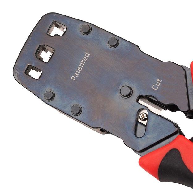 Инструмент обжимной Hyperline HT-3008AR для RJ-45/RJ-12/RJ-11 (упак:1шт) черный/красный фото 6