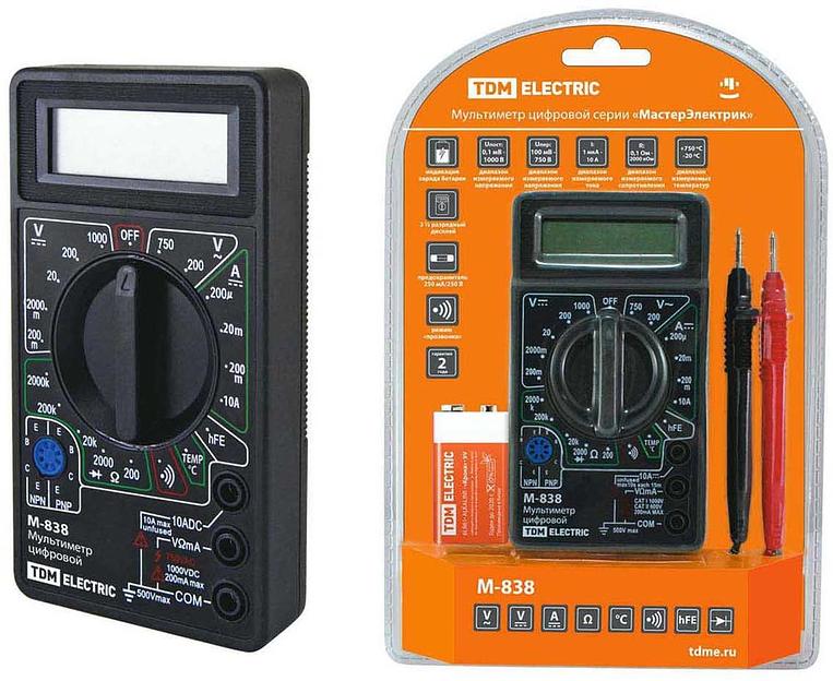 Мультиметр цифровой серия "МастерЭлектрик" М-838 TDM фото 1