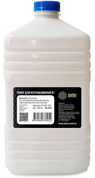 Тонер Cactus CS-TKY-300 черный флакон 300гр. для принтера Kyocera Universal TK-17/18/100/110/120/130/140/160/170/1100/1130/1140/1150/1160/1170/1200 фото 1