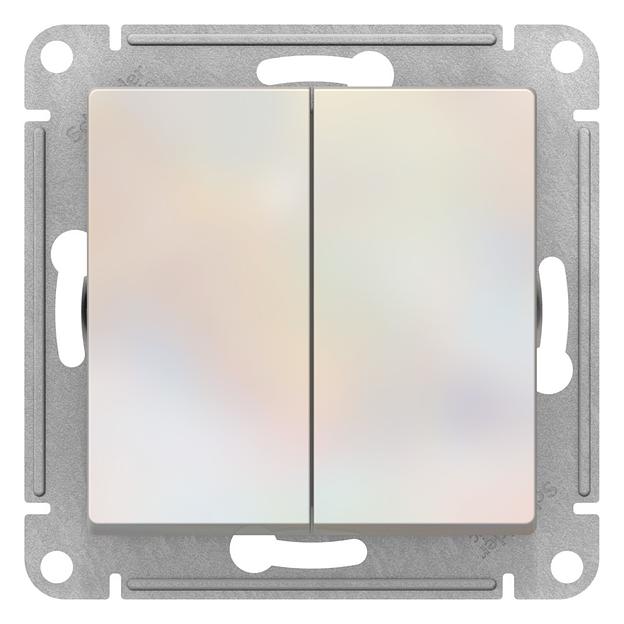 Переключатель ATLASDESIGN 2-клавишный переключатель, перекрестный, 2 x сх. 7, 10АХ, механизм, ЖЕМЧУГ фото 1