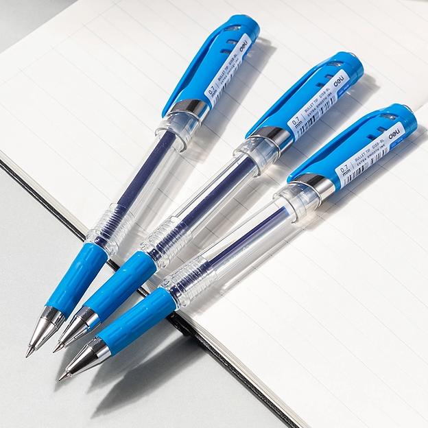 Ручка гелев. Deli EG158-BL прозрачный d=0.7мм син. черн. резин. манжета фото 3