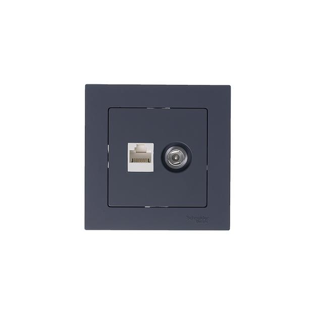 Systeme electric ATN000789 ATLASDESIGN РОЗЕТКА двойная комп+ТВ, RJ45+TV, кат.5E, механизм, ГРИФЕЛЬ фото 5