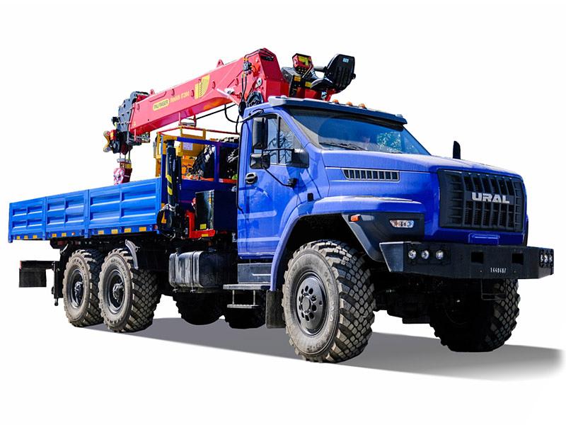 Автомобиль бортовой с КМУ ИТ-200, бур, люлька на шасси Урал фото 1