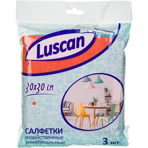 Салфетка из микроволокна 30х30 см, 3 шт, 300 гр, ассорти, Luscan фото 1