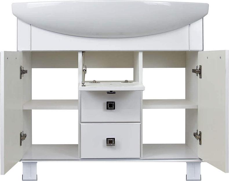 Тумба Аттика 105 DORATIZ 9911.112, белая патина серебро, под умывальник фото 3