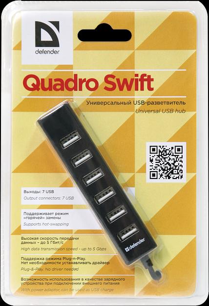 DEFENDER Универсальный USB разветвитель Quadro Swift USB2.0, 7 портов (83203) фото 4