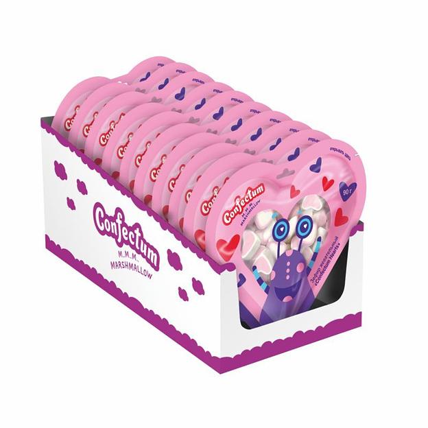 Маршмеллоу Confectum «Hearts» в форме сердечек с ароматом клубники 20 шт по 90 г ОПТ фото 2