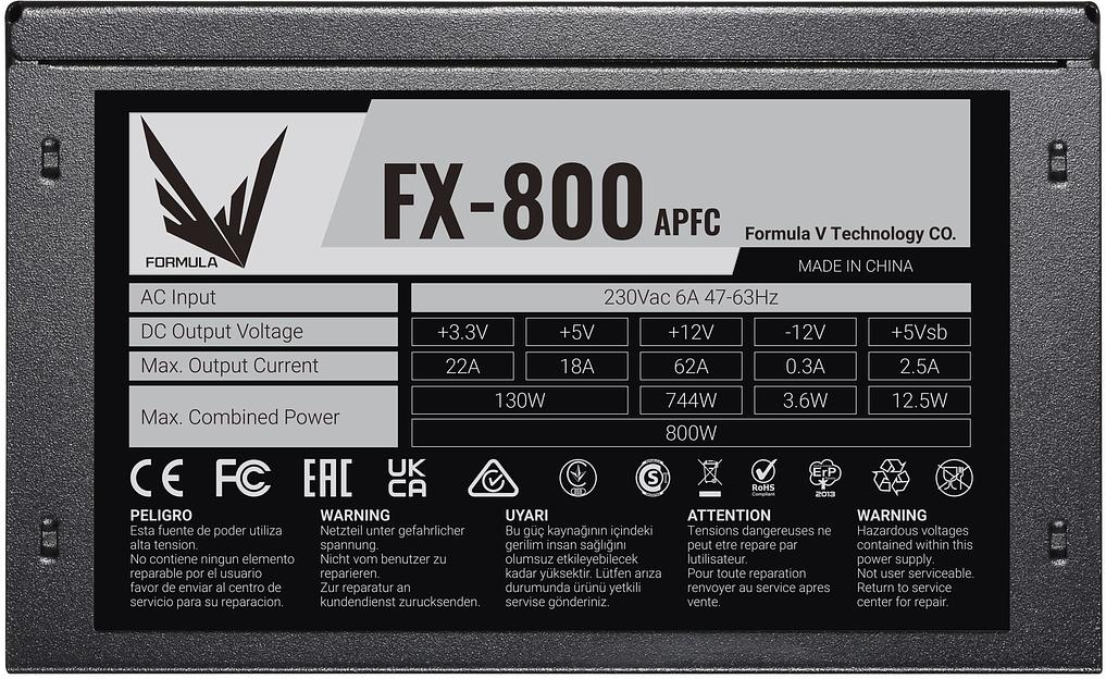 Блок питания Formula ATX 800W FX-800 (24+4+4pin) APFC 120mm fan 4xSATA RTL фото 4