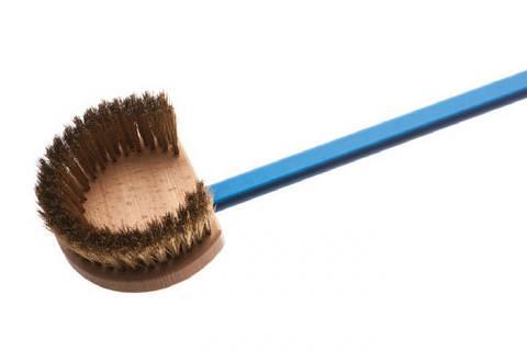 Щетка для печи 120 см. 14*17 см. поворотная, с медной щетиной h=5 см, круг, ручка нерж. GiMetal /1/ фото 1