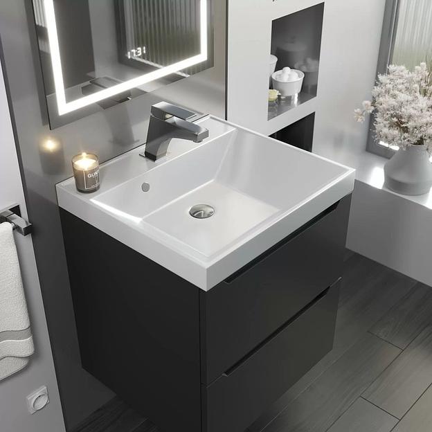 Тумба под раковину для ванной Uperwood Tanos 50 см, подвесная, черная матовая фото 4