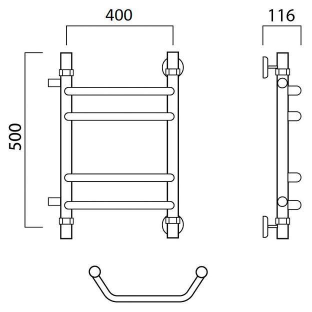 Полотенцесушитель водяной Роснерж Трапеция L108011 50x40 с боковым подключением 400 групповой фото 2