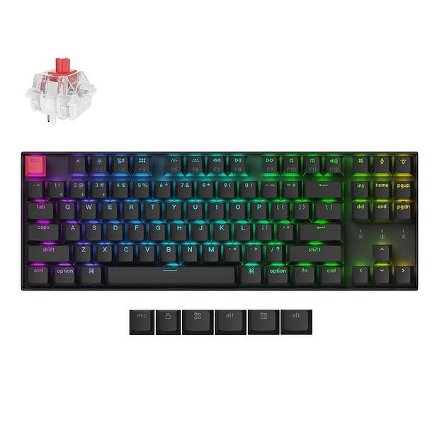 Беспроводная механическая клавиатура QMK Keychron K8 (Version 2), 87 клавиш, White LED подсветка, Keychron Red Switch фото 1