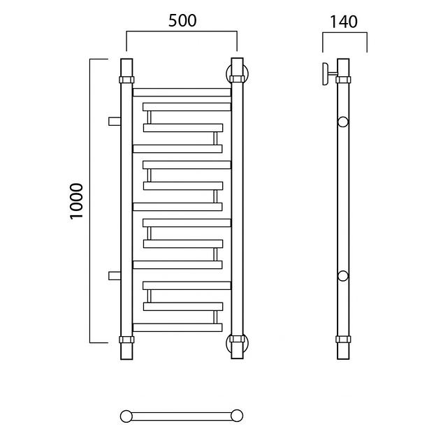 Полотенцесушитель водяной Роснерж Нео 2 L109001 100x50 с боковым подключением 700 фото 2