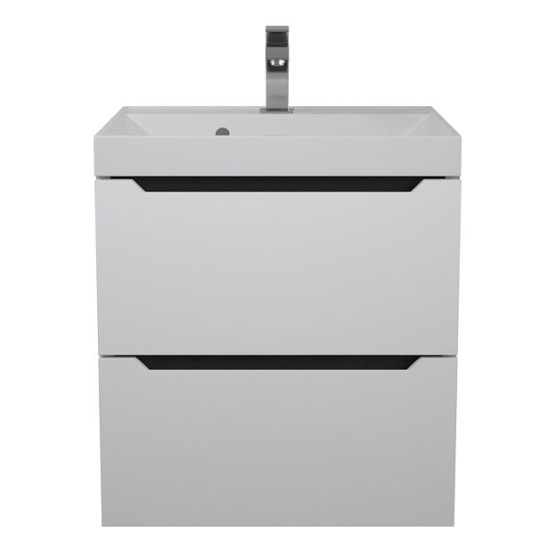 Тумба с раковиной для ванной Uperwood Tanos 50 см, подвесная, матовая, белая/графит фото 5
