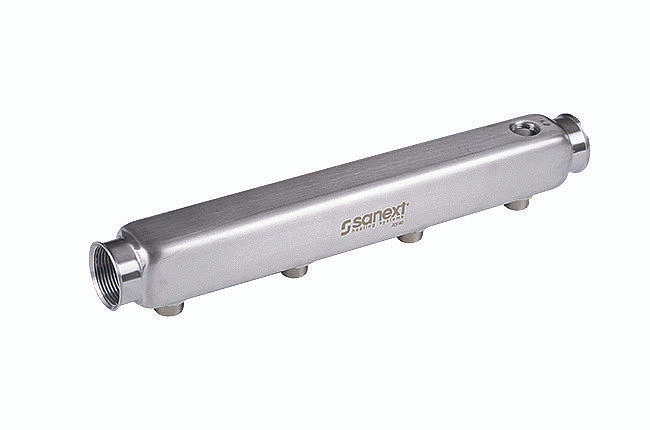 Коллектор этажный квадратный, нержавеющая сталь ДУ 40, ВР 1 1/4" 9 контуров НР 1/2" SANEXT фото 1