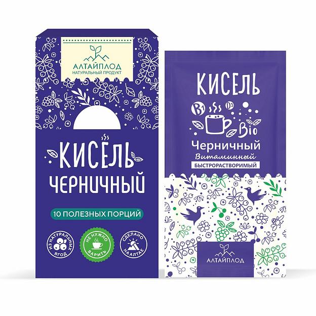 Кисель сухой витаминизированный АлтайПлод «Черничный» в саше по 20 г ОПТ фото 1