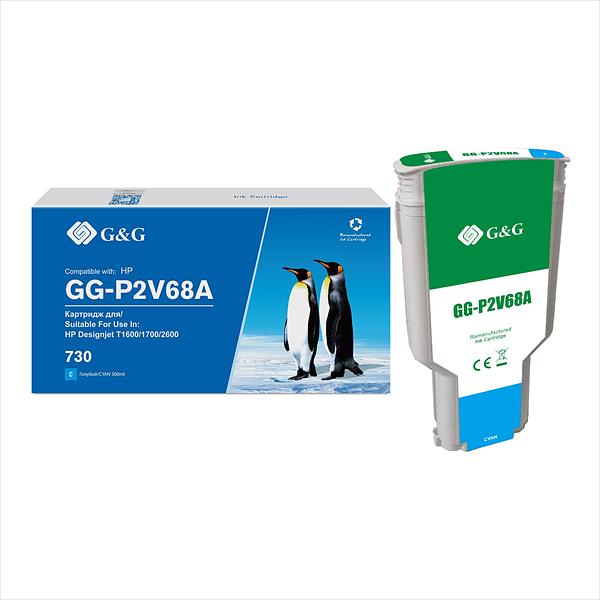 Cartridge G&G 730 для DJ T1600/T1700/T2600, голубой (300мл) (GG-P2V68A) фото 1