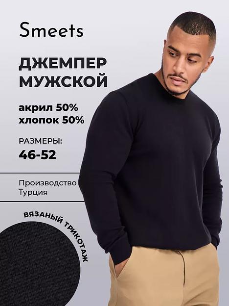 Джемпер мужской классический с длинным рукавом чёрный фото 1