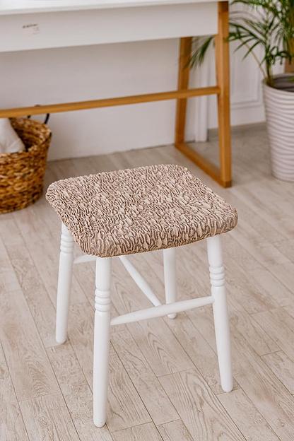 Чехол на табурет Чехлы&Пледы «Виктория» тёмная ваниль (2 шт) ОПТ фото 1