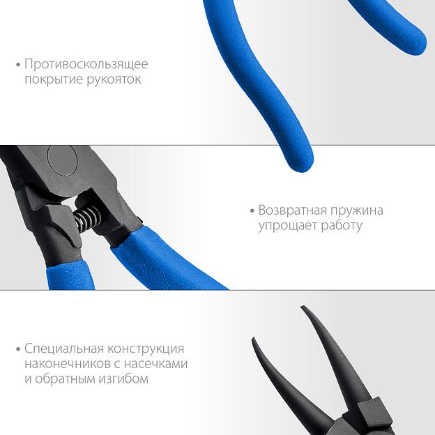 ЗУБР 180 мм, прямые губки, внутренний съемник стопорных колец, Профессионал (22821-1) фото 4