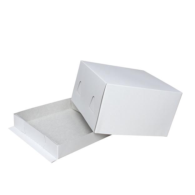 Упаковка для торта 17х17х10 см мелованный картон белая фото 1