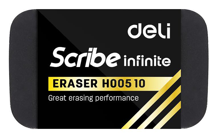 Ластик Deli EH00510 Scribe Infinite 20x10x40мм черный индивидуальная картонная упаковка фото 1