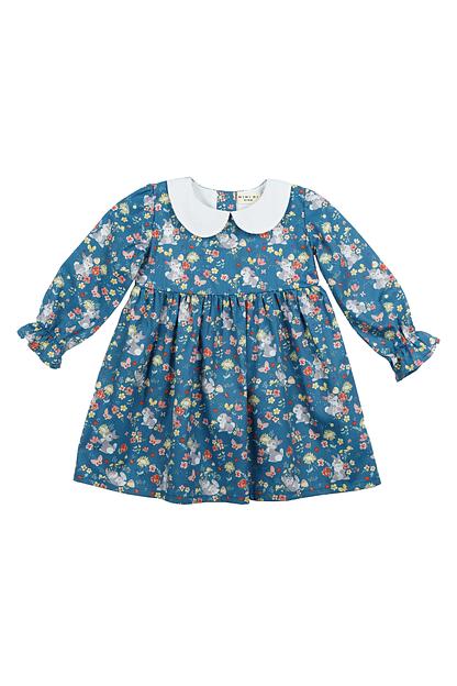 Платье MINI DI «Риана» зайцы с цветочками на синем, арт.160/890 ОПТ фото 5