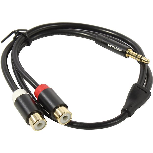 Переходник-разветвитель Vention гибкий Jack 3.5 mm M/2RCA F - 0.3 м Чёрный Разветвитель Vention mini jack 3.5 mm(m)/RCA(f) - 0.3 м (VAB-R02-B030) фото 3