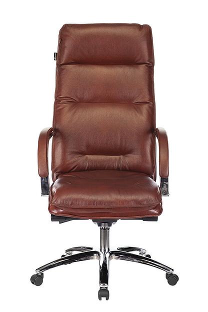 Кресло руководителя Бюрократ T-9927SL светло-коричневый Leather Eichel кожа крестовина металл хром фото 2