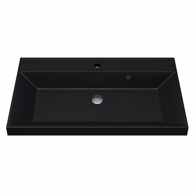 Раковина кварцевая для ванной комнаты Uperwood Classic Quartz 80 см, черная матовая, уголь фото 6