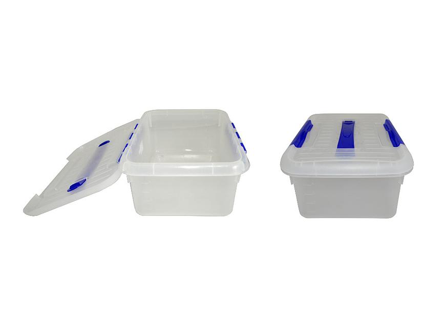 Контейнер для продуктов прямоуг.  6,0 л. 30*23*12 см. с ручкой, с синим зажимом MG /1/12/ фото 1