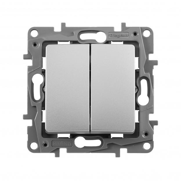 Выключатель двухклавишный Legrand 672402 Etika 10 A 250 В алюминий фото 1