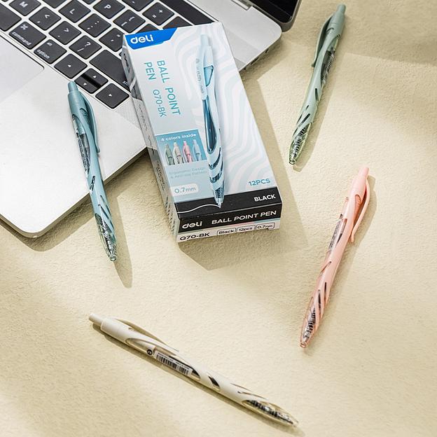 Ручка шариков. автоматическая Deli EQ70-BK ассорти d=0.7мм черн. черн. 1стерж. фото 6