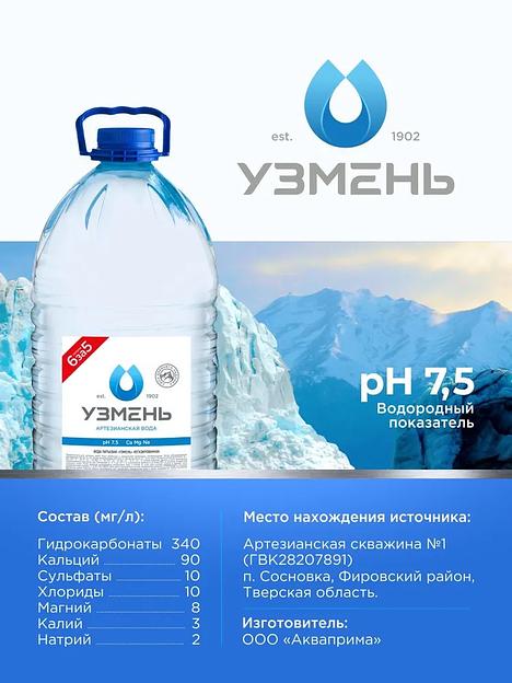 Вода питьевая «Узмень» негазированная 5 л ОПТ фото 4