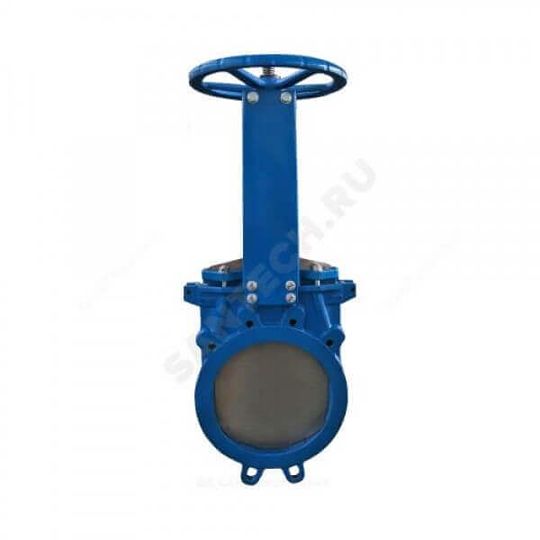 Задвижка шиберная двусторонняя чугунная Ду 125 Ру10 межфланцеваяанцевая со штурвалом уплотнение: NBR Benarmo фото 2