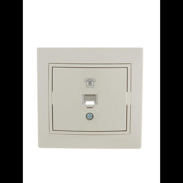 Розетка телефонная 1-м СП Mira RJ11 крем./крем.. LEZARD 701-0303-137 фото 1