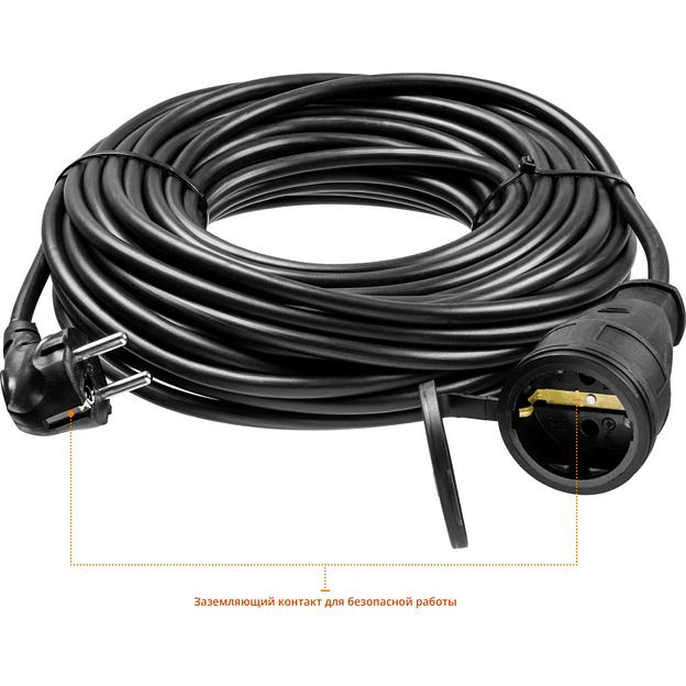 Удлинитель силовой Stayer 55028-20 3x1.5кв.мм 1розет. 20м ПВС без катушки черный фото 2