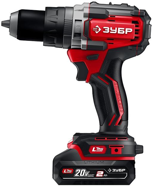 ЗУБР 20 В, 165 Н·м, 1 АКБ LMS (2 А·ч), бесщеточная дрель-шуруповерт (ДБ-165-21) фото 1