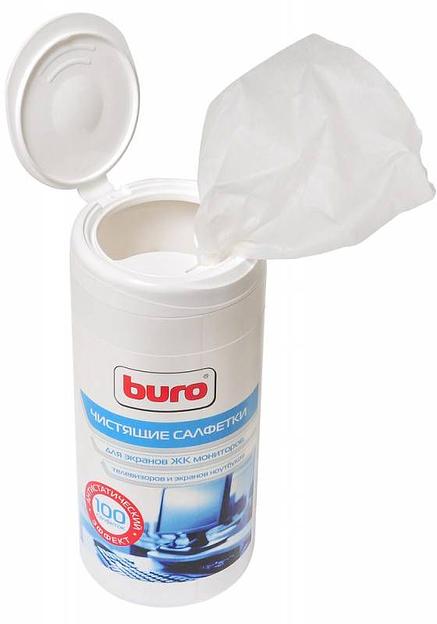 Салфетки Buro BU-Ascreen для экранов мониторов/плазменных/ЖК телевизоров/ноутбуков туба 100шт влажных фото 2