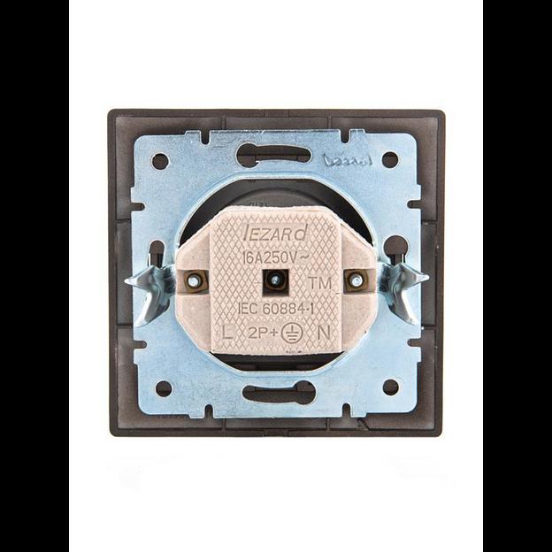 Розетка 1-м СП Mira 16А IP20 без заземл. со вставкой керамика черн. бархат LEZARD 701-4242-121 фото 4