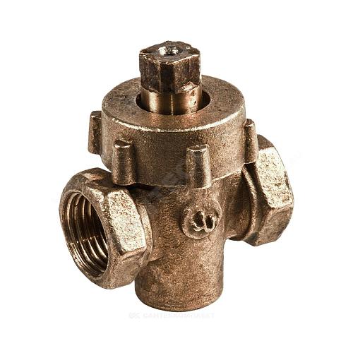 Кран пробко-сальниковый латунь 11б6бк Ду 20 Ру10 G3/4" ВР пробка комбинированная ККАЗ фото 1